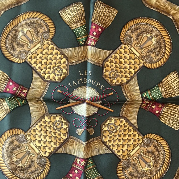Authentic Hermes Carre 90 Silk Scarf “Les Tambours” - Picture 3 of 5